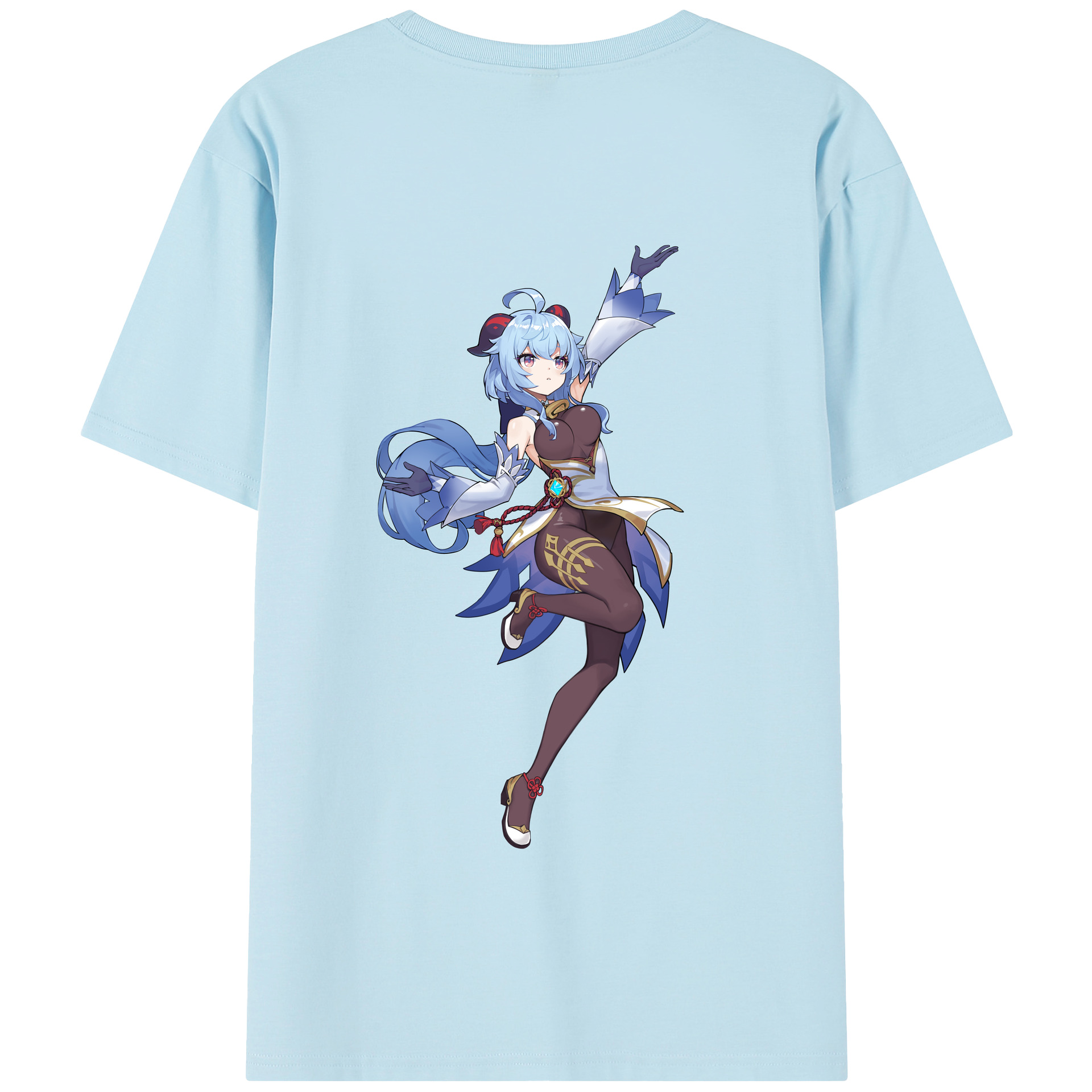 げんし神 甘雨 かんう genshin Ganyu 綿100％半袖Tシャツ（背面プリント）